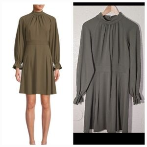Calvin Klein Elegant Olive Green Long Sleeve Dress
